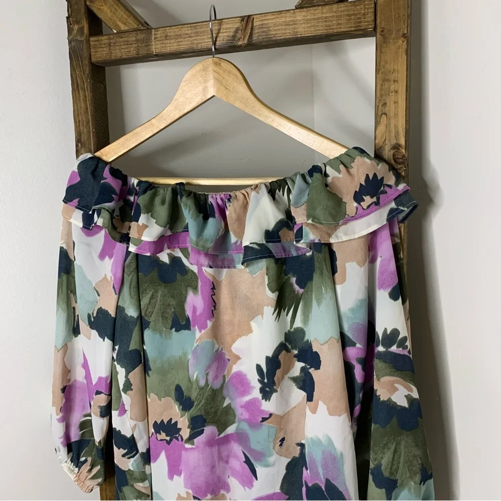 J. Crew Mercantile Floral Off-Shoulder Women's Top Size S
